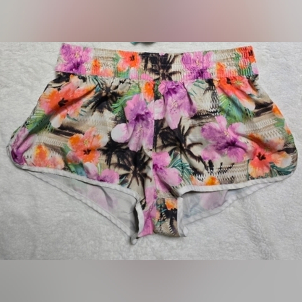 Op Shorts Size M Medium 7 9 Summer Surf Wind Floral Stretch Hawaiian